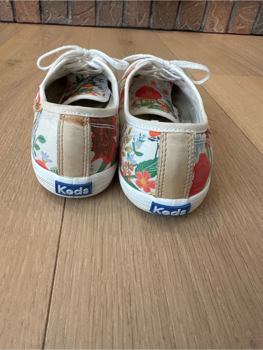 Keds Rifle Paper & Co White Canvas Lace-Up Sneakers with Floral Print - Picture 3 of 6